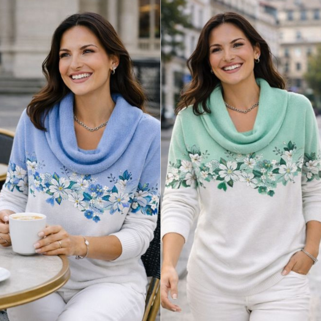 Alora | Kwiatowy sweter z miękkim dekoltem