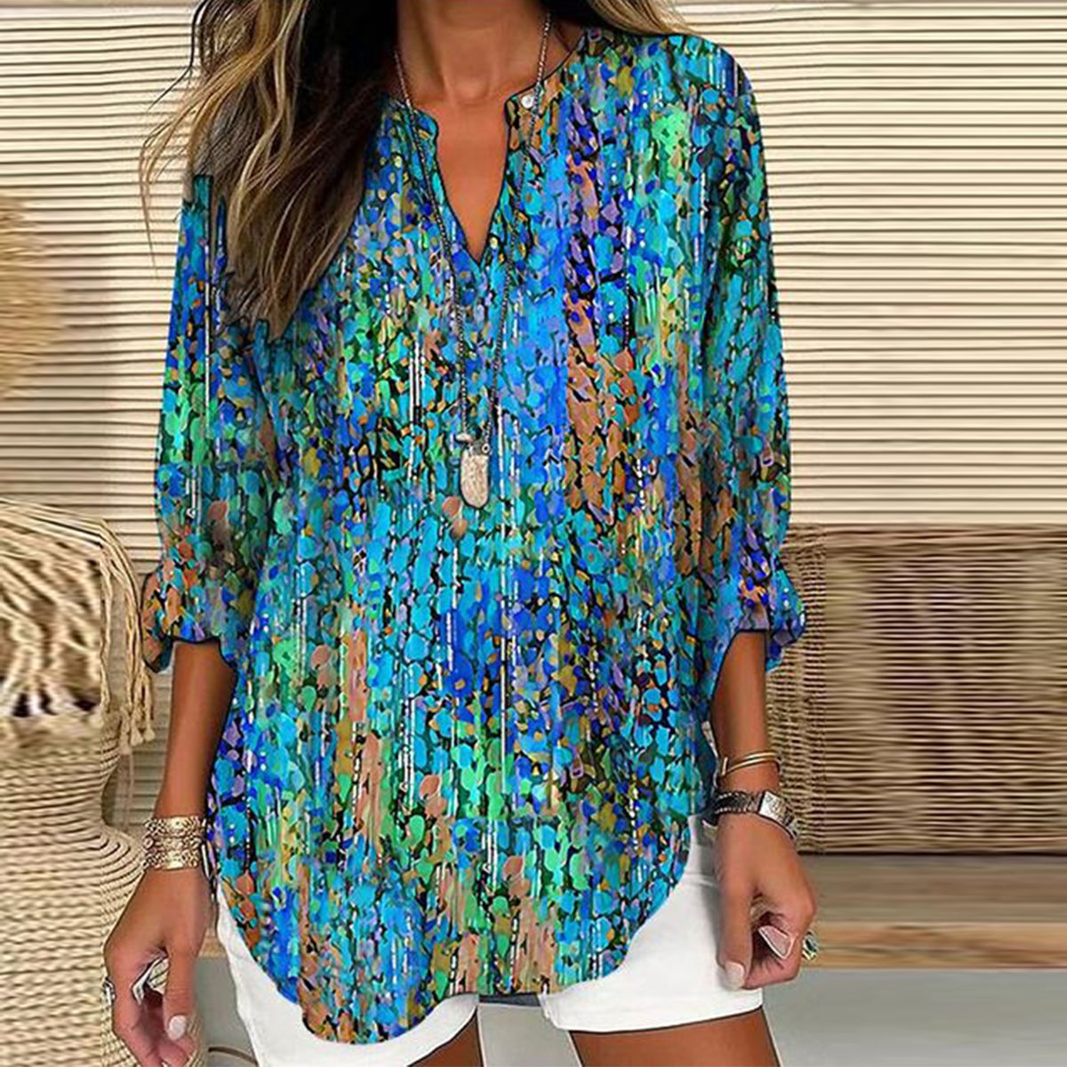 Elise | Zielona Bluzka z Dekoltem V